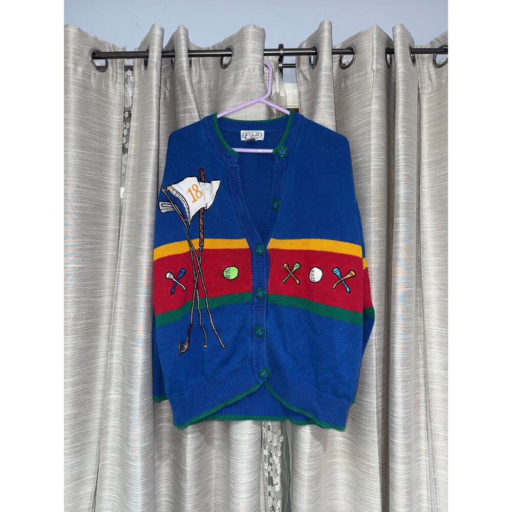 Eighties vintage P Galli golf cardigan size large